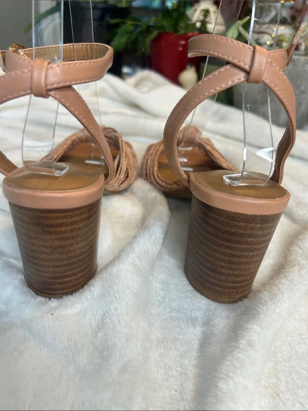Kensie Tan Braided Knot Ankle-Strap Heels